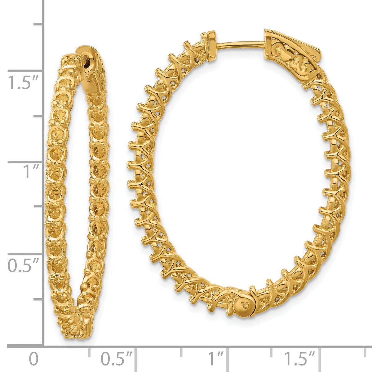 14k Oval Hoop w/Safety Clasp Earring Mountings-XE2026