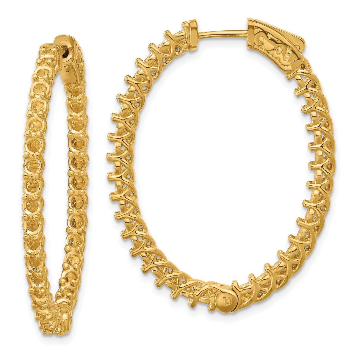14k Oval Hoop w/Safety Clasp Earring Mountings-XE2026