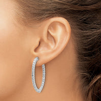 14k White Gold Oval Hoop w/Safety Clasp Earring Mountings-XE2026W