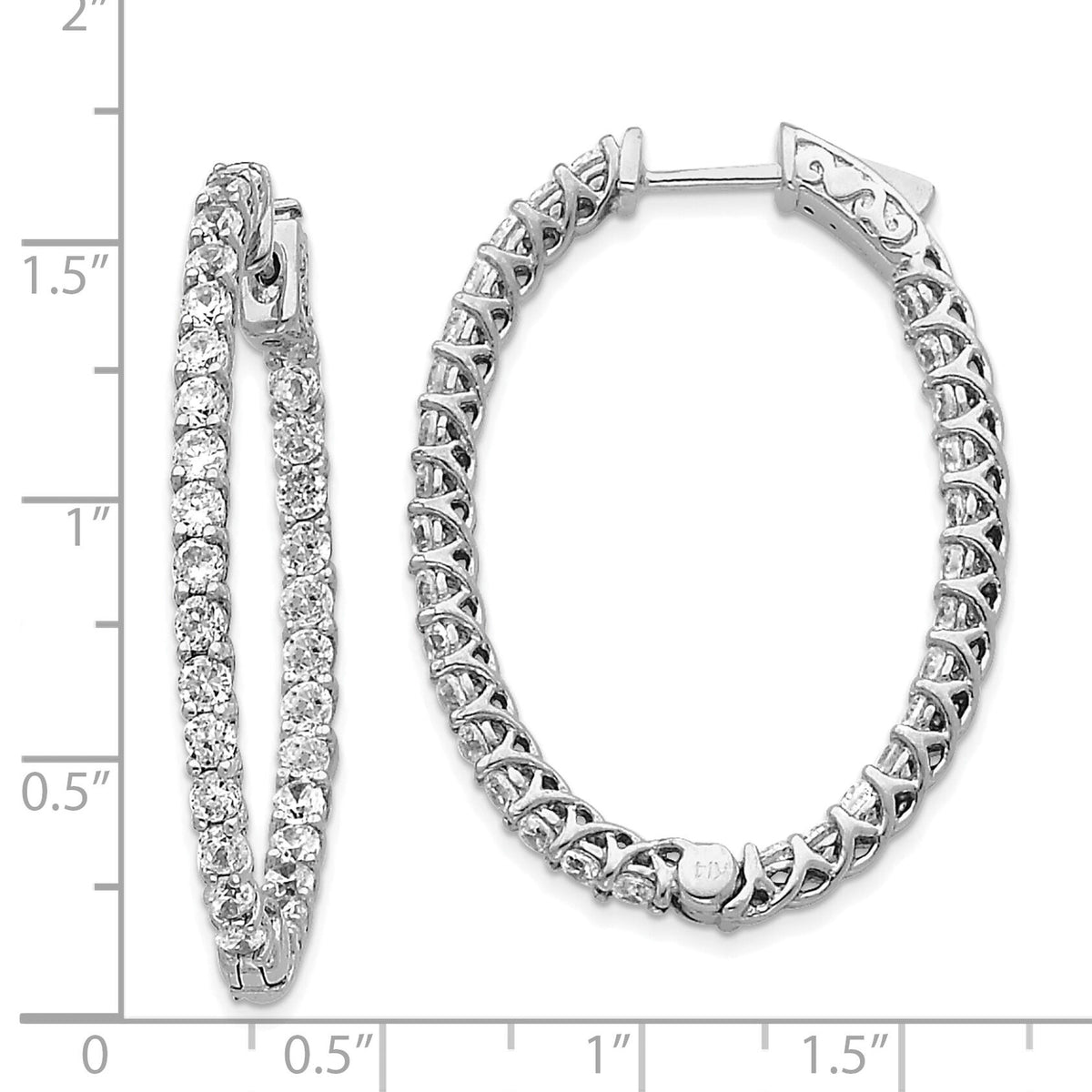 14k White Gold Oval Hoop w/Safety Clasp Earring Mountings-XE2026W