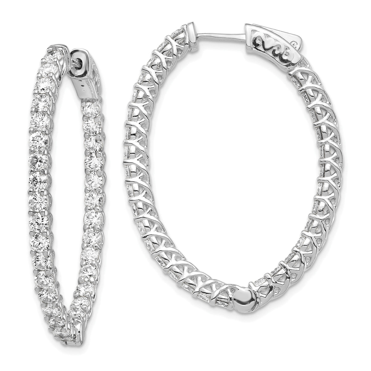 14k White Gold Oval Hoop w/Safety Clasp Earring Mountings-XE2026W