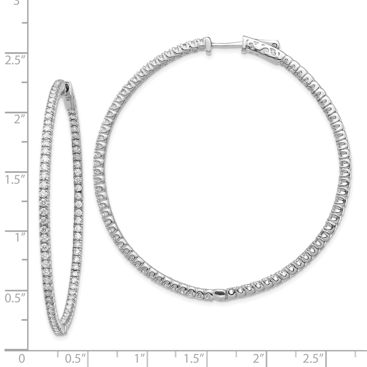 14k White Gold Round Hoop w/Safety Clasp Earring Mountings-XE2031W