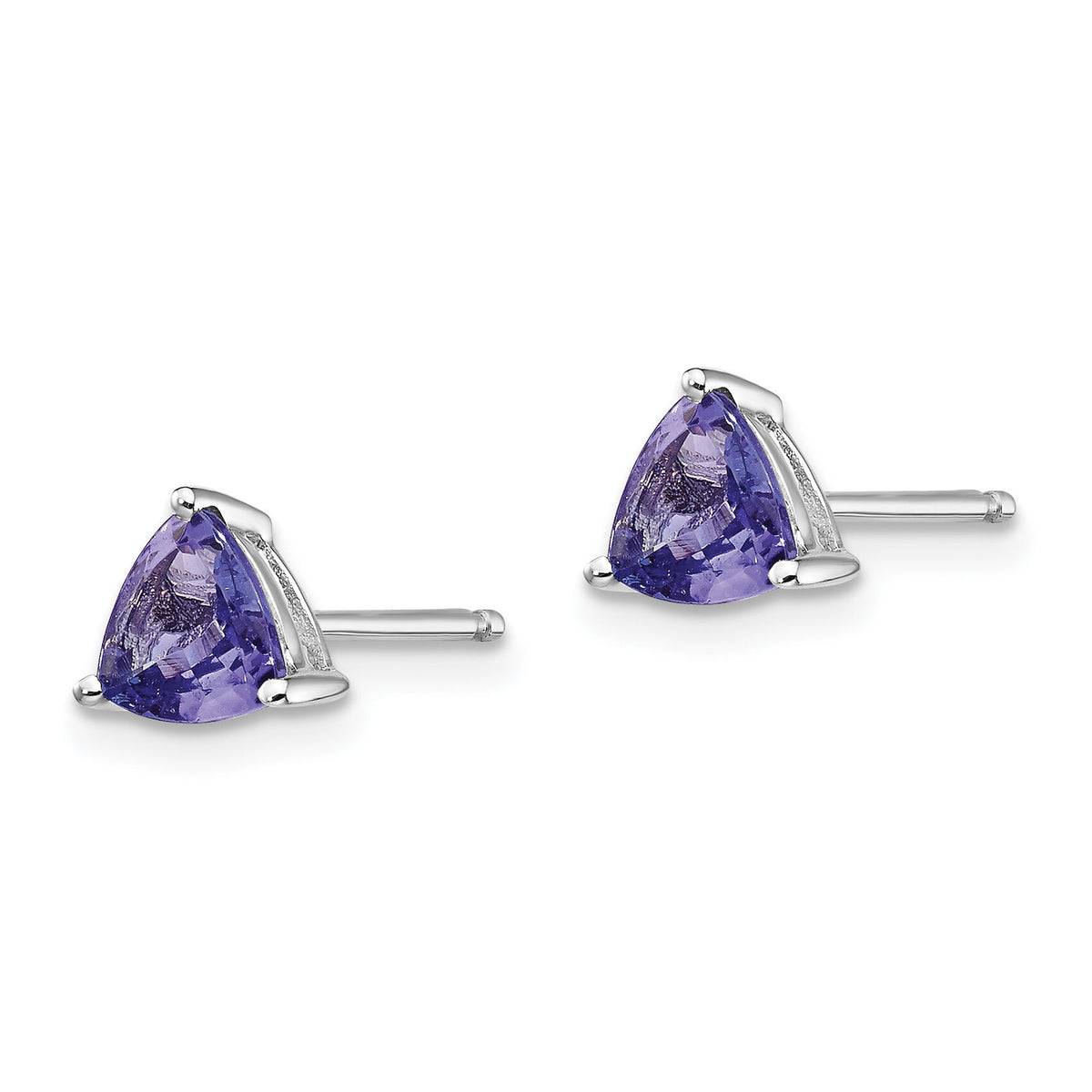 14k White Gold Trillion Tanzanite Post Earrings-XE2516TZ
