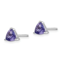 14k White Gold Trillion Tanzanite Post Earrings-XE2516TZ