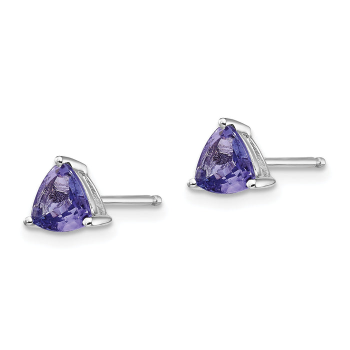 14k White Gold Trillion Tanzanite Post Earrings-XE2516TZ