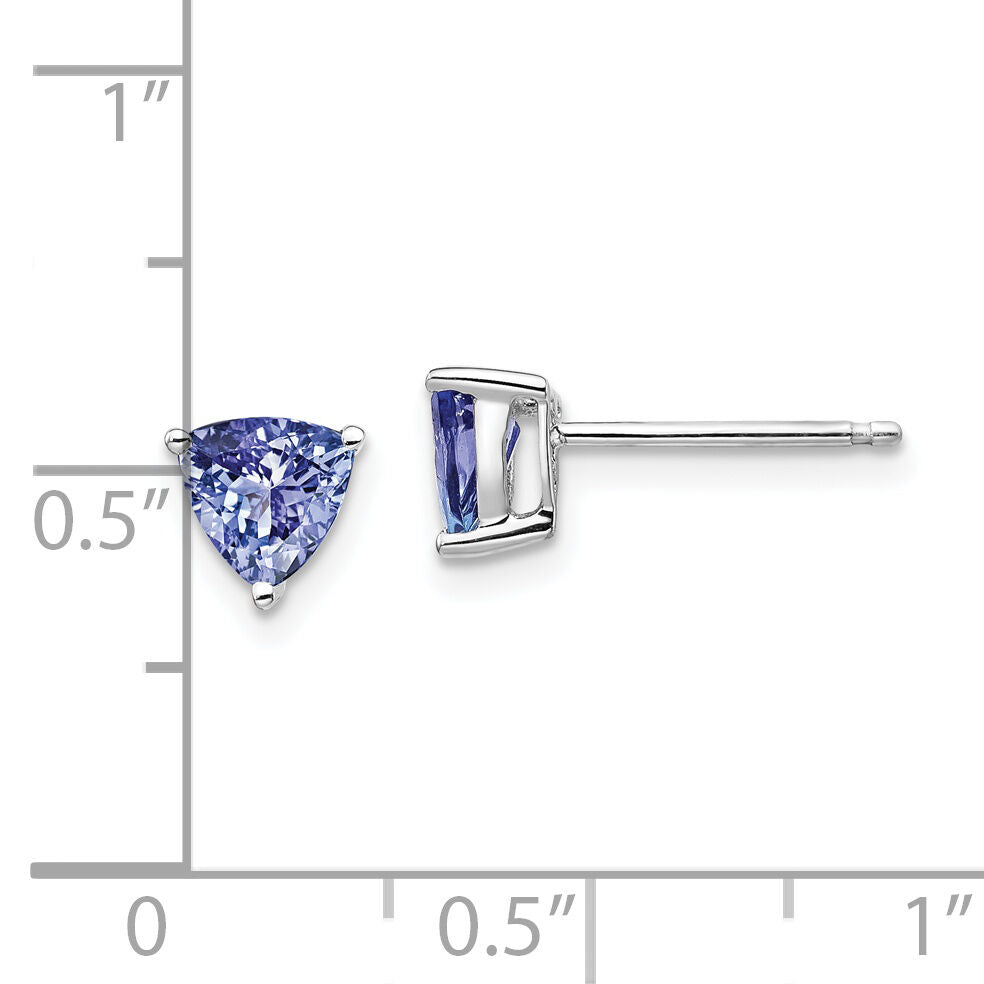 14k White Gold Trillion Tanzanite Post Earrings-XE2516TZ