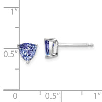 14k White Gold Trillion Tanzanite Post Earrings-XE2516TZ