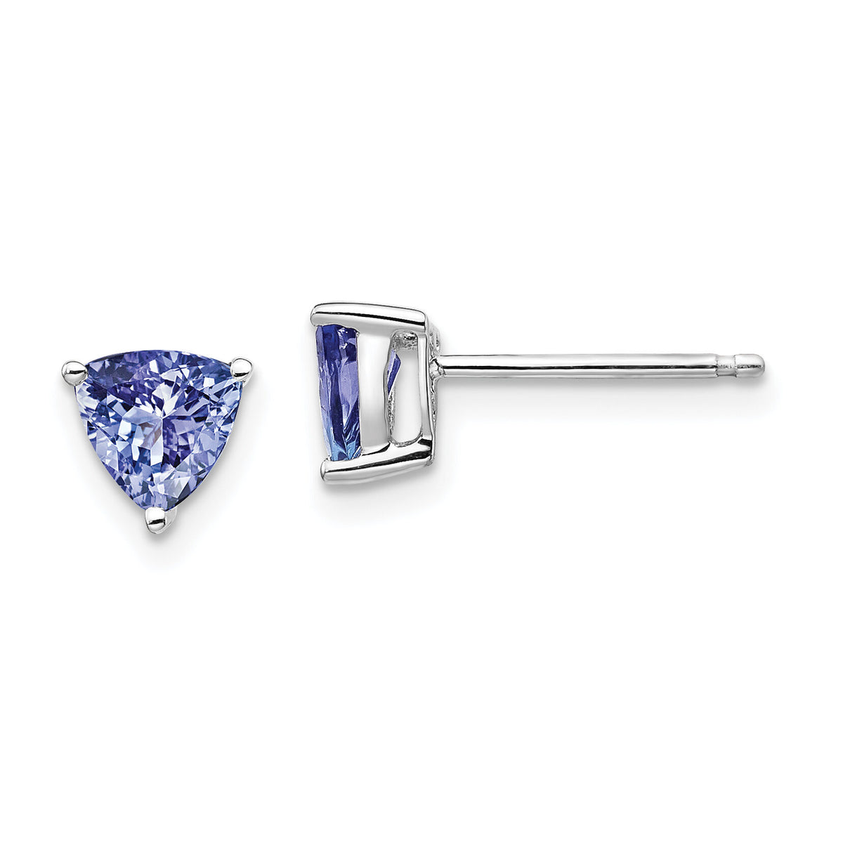 14k White Gold Trillion Tanzanite Post Earrings-XE2516TZ