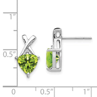 14k White Gold Peridot and White Topaz Trillion Post Earrings-XE2558PE