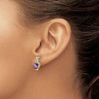 14k & Rhodium Amethyst and White Topaz Trillion Post Earrings-XE2572AM