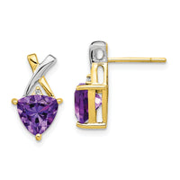 14k & Rhodium Amethyst and White Topaz Trillion Post Earrings-XE2572AM