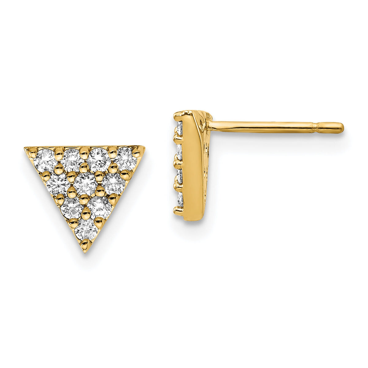 14k Diamond Triangle Earrings-XE3072A