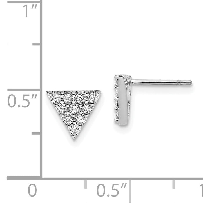 14k White Gold Diamond Triangle Earrings-XE3072WA