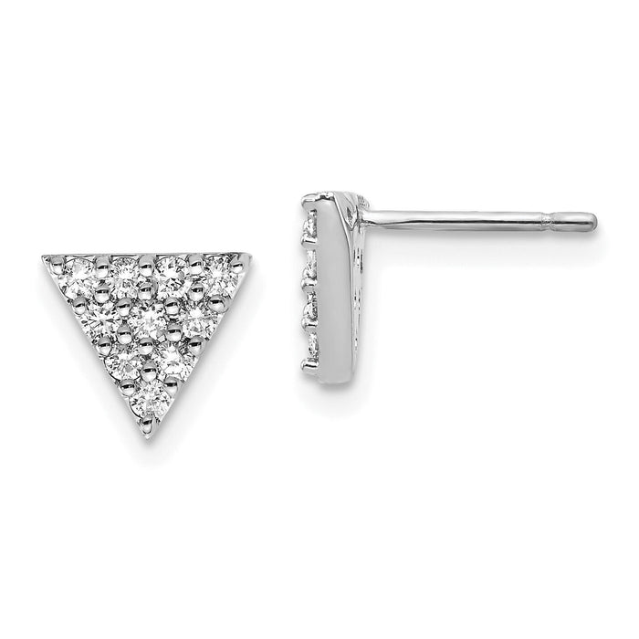 14k White Gold Diamond Triangle Earrings-XE3072WA