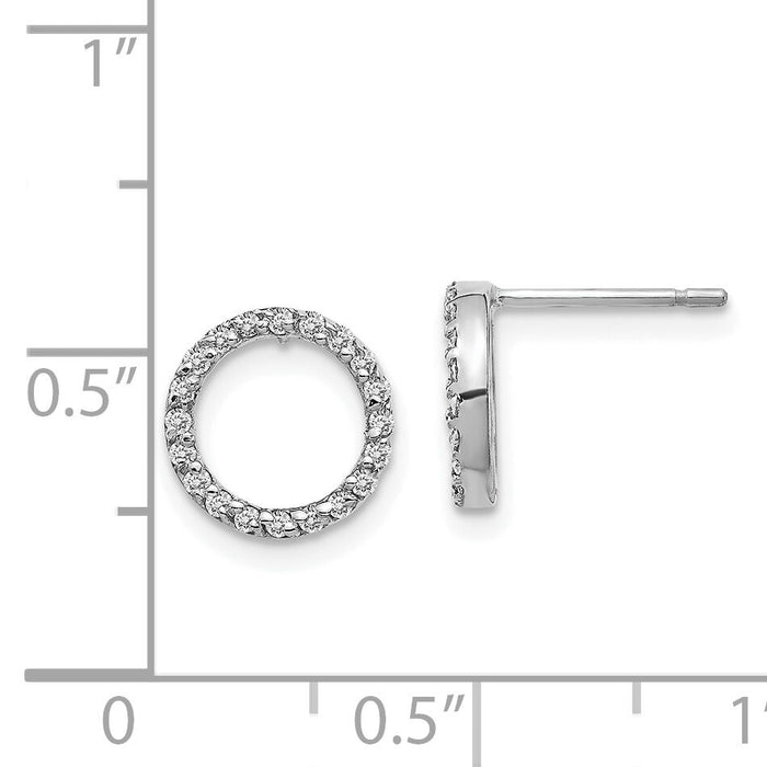 14k White Gold Diamond Open Circle Earrings-XE3073WA