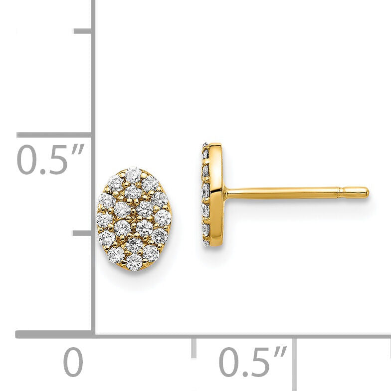14k Diamond Cluster Oval Earrings-XE3074A