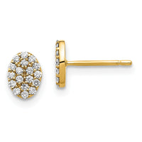 14k Diamond Cluster Oval Earrings-XE3074A