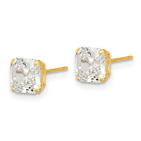 14k Polished 6x6 Asscher Cut CZ Studs Post Earrings-XE3166CZ