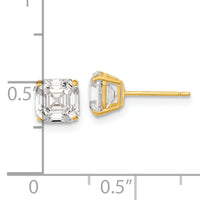 14k Polished 6x6 Asscher Cut CZ Studs Post Earrings-XE3166CZ