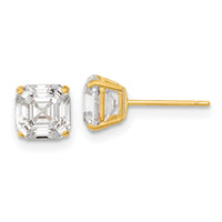 14k Polished 6x6 Asscher Cut CZ Studs Post Earrings-XE3166CZ