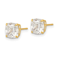 14k Polished 7x7 Cushion Cut CZ Studs Post Earrings-XE3167CZ