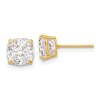 14k Polished 7x7 Cushion Cut CZ Studs Post Earrings-XE3167CZ