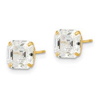 14k Polished 7x7 Asscher Cut CZ Studs Post Earrings-XE3168CZ