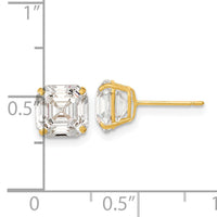 14k Polished 7x7 Asscher Cut CZ Studs Post Earrings-XE3168CZ