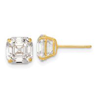 14k Polished 7x7 Asscher Cut CZ Studs Post Earrings-XE3168CZ