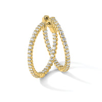 14K 2.3ct  66-2.0mm In/Out  Hoop w/ Safety Clasp Diamond Earrings-XE3240AA