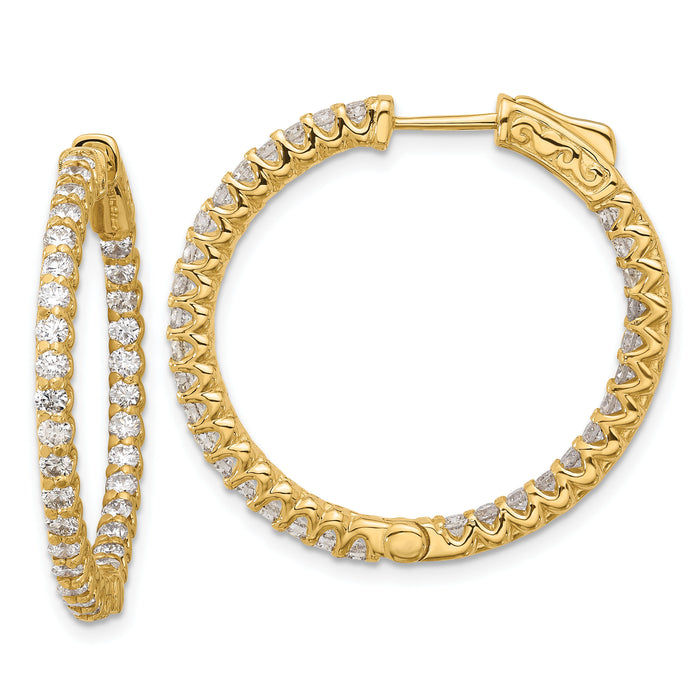 14K 2.3ct  66-2.0mm In/Out  Hoop w/ Safety Clasp Diamond Earrings-XE3240AA