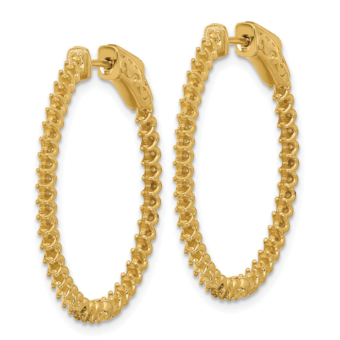14K 1.14ct  76-1.5mm In/Out  Oval Hoop w/ Safety Clasp Earring Mountings-XE3243