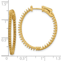 14K 1.14ct  76-1.5mm In/Out  Oval Hoop w/ Safety Clasp Earring Mountings-XE3243