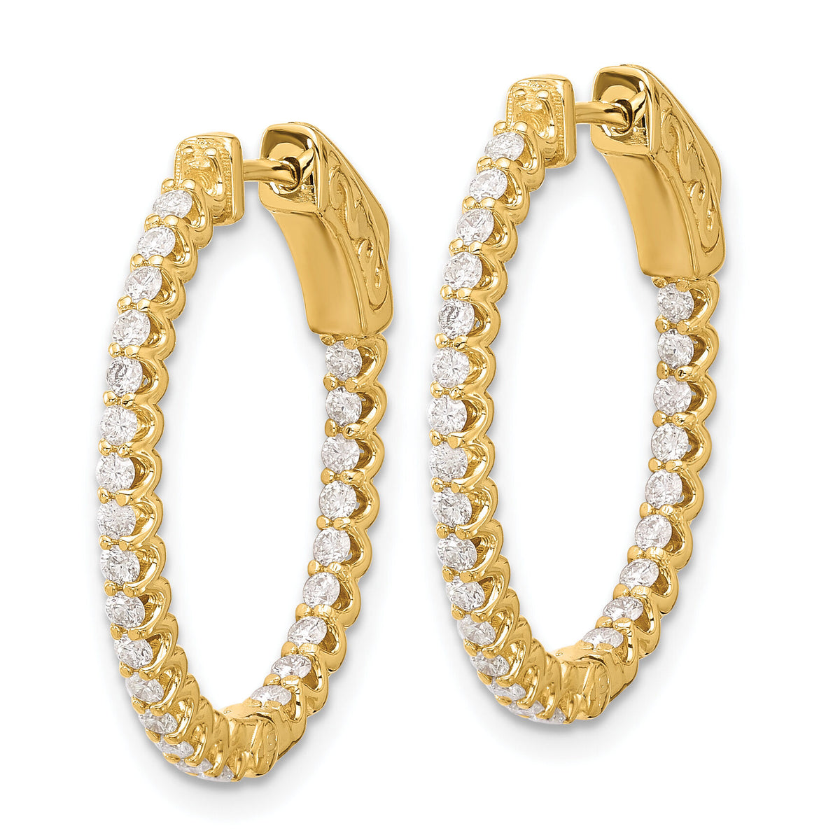 14K .78ct. 52-1.5mm In/Out Oval Hoop w/ Safety Clasp Earring Mountings-XE3244