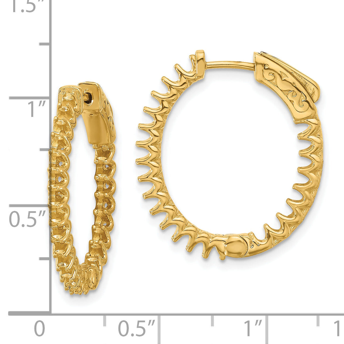 14K 1.6ct 46-2.0mm In/Out Oval Hoop w/ Safety Clasp Earring Mountings-XE3248