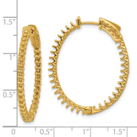 14K 2.3ct 66-2.0mm In/Out Oval Hoop w/ Safety Clasp Earring Mountings-XE3249