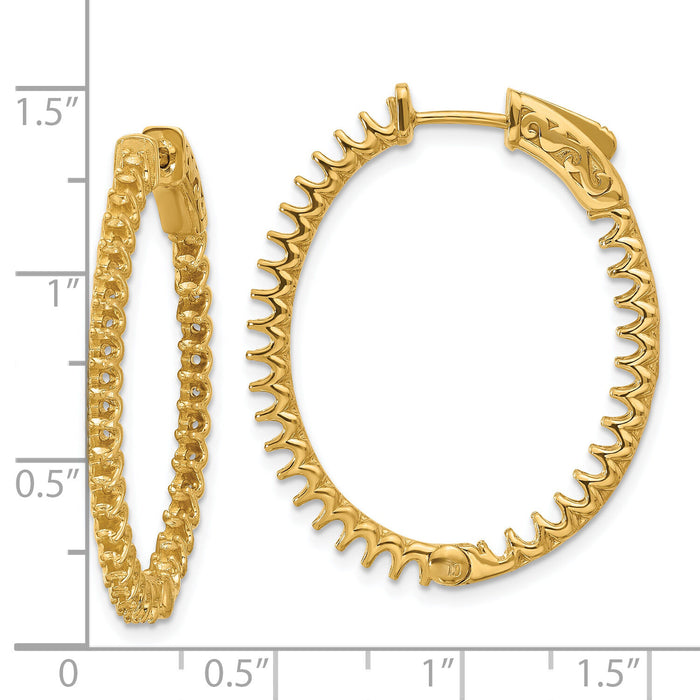 14K 2.3ct 66-2.0mm In/Out Oval Hoop w/ Safety Clasp Earring Mountings-XE3249