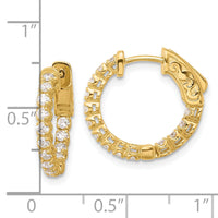 14K .56ct  28-1.75mm In/Out  Hoop w/ Safety Clasp Diamond Earrings-XE3261AA