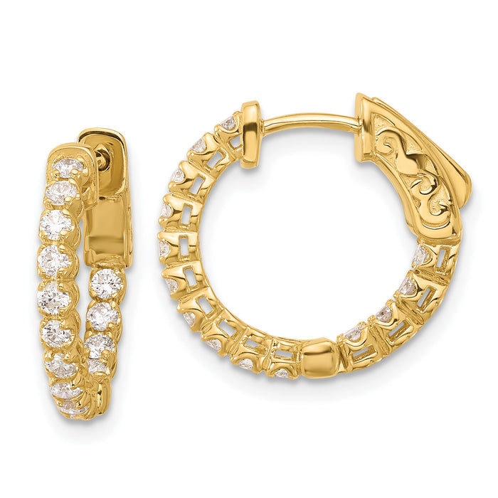 14K .56ct  28-1.75mm In/Out  Hoop w/ Safety Clasp Diamond Earrings-XE3261AA