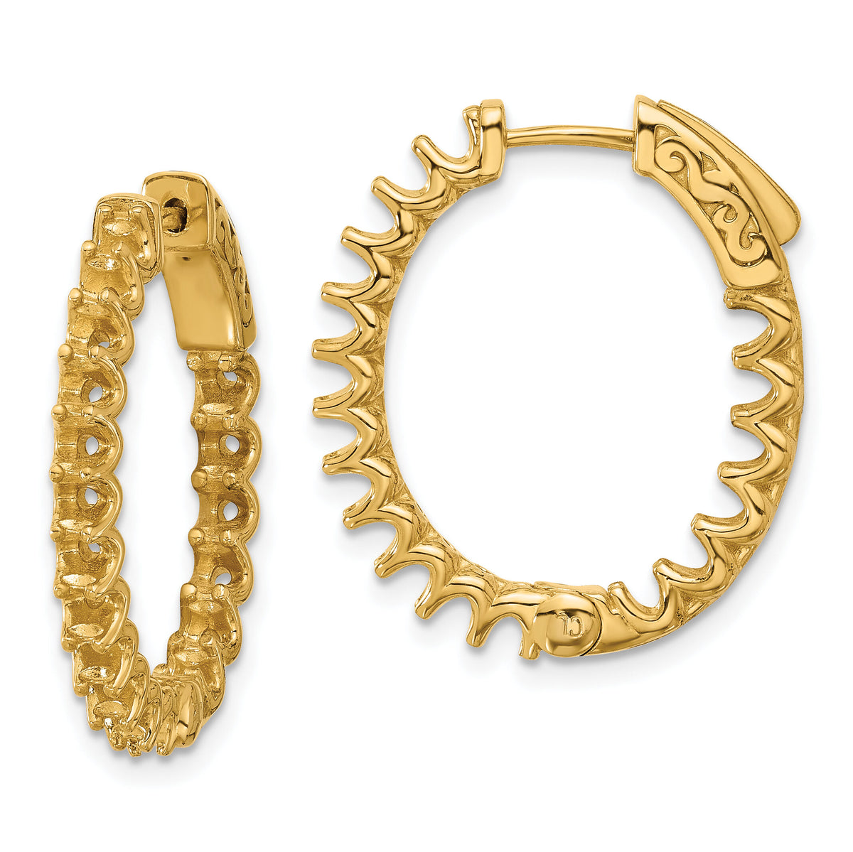14K 2.1ct 36-2.5mm In/Out Oval Hoop w/ Safety Clasp Earring Mountings-XE3263