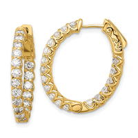 14K 2.1ct  36-2.5mm In/Out Oval Hoop w/ Safety Clasp Diamond Earrings-XE3263AA