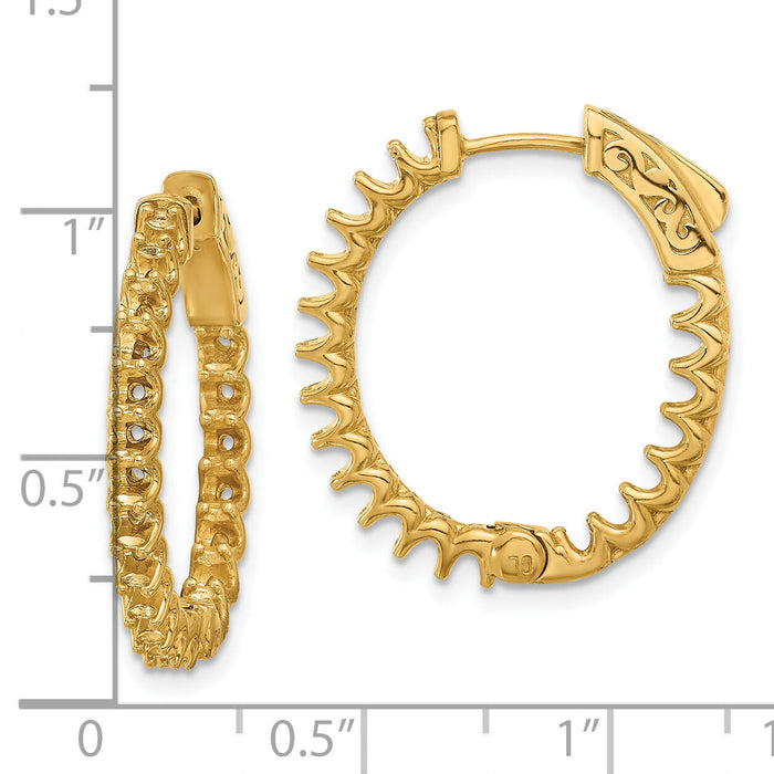 14K 2ct 40-2.3mm In/Out Oval Hoop w/ Safety Clasp Earring Mountings-XE3264