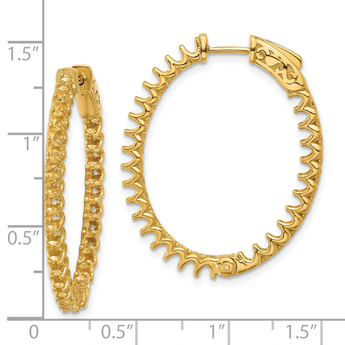 14K 2.9ct 58-2.3mm In/Out Oval Hoop w/ Safety Clasp Earring Mountings-XE3265