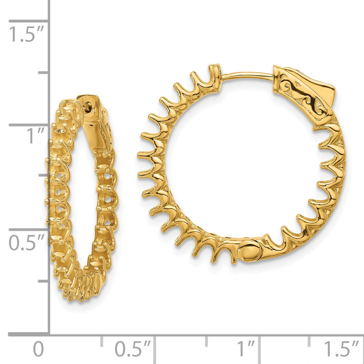 14K 2.1ct 42-2.3mm In/Out Hoop w/ Safety Clasp Earring Mountings-XE3269