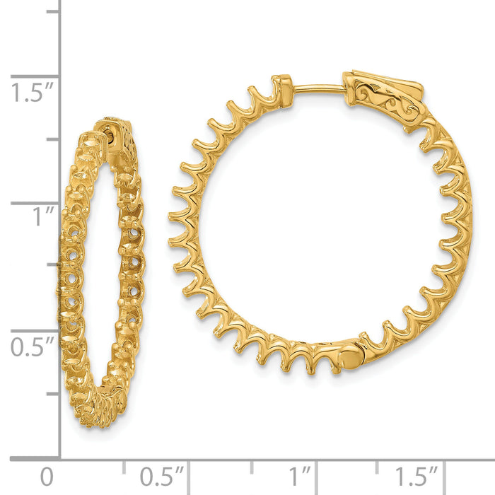 14K 3.2ct 54-2.5mm In/Out Hoop w/ Safety Clasp Earring Mountings-XE3272