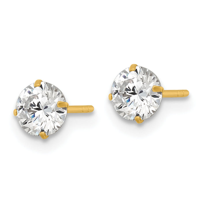 14k Polished 5mm CZ Stud Post Earrings-XE3273CZ