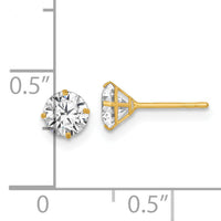 14k Polished 5mm CZ Stud Post Earrings-XE3273CZ