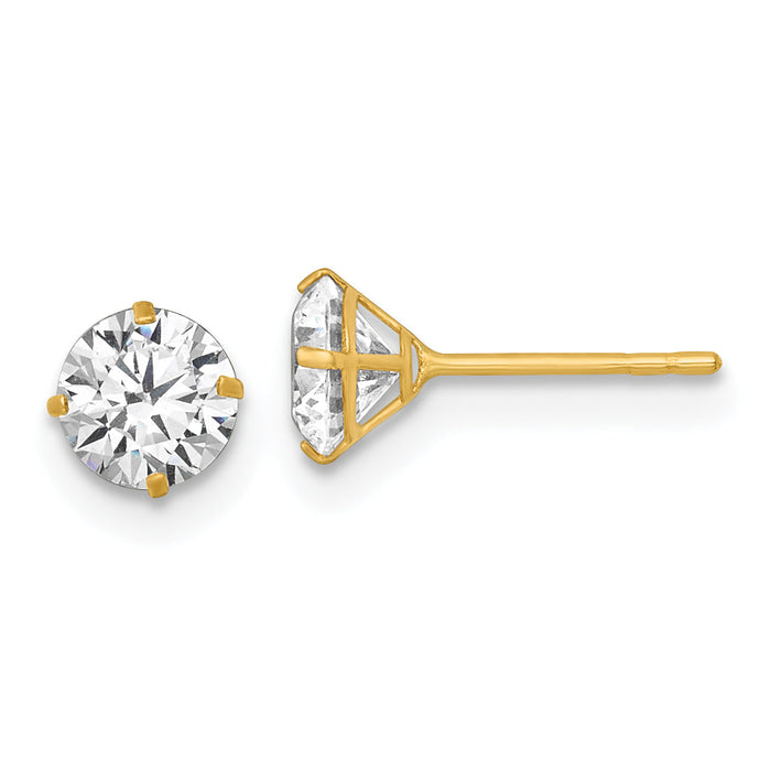 14k Polished 5mm CZ Stud Post Earrings-XE3273CZ