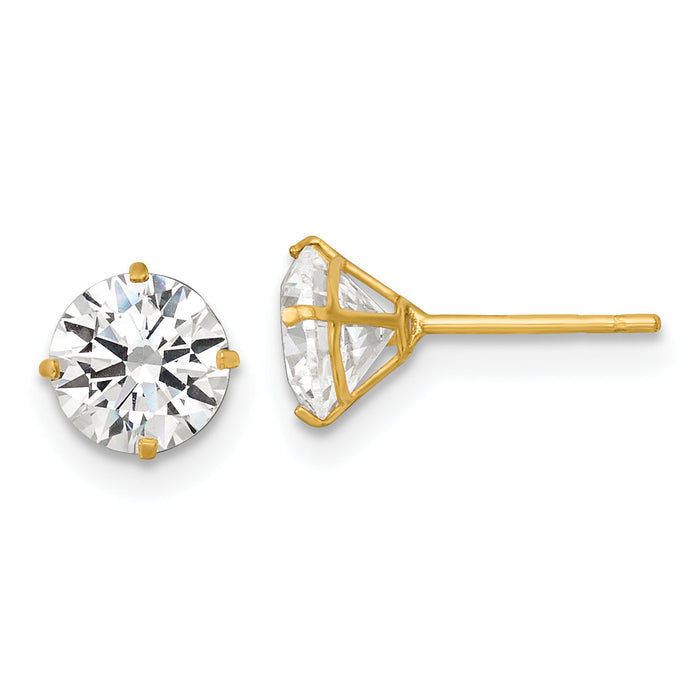 14k Polished 6mm CZ Stud Post Earrings-XE3274CZ