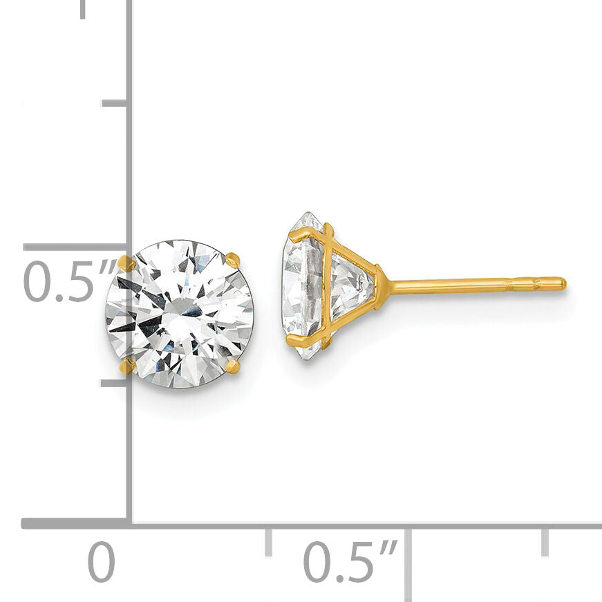 14k Polished 7mm CZ Stud Post Earrings-XE3275CZ